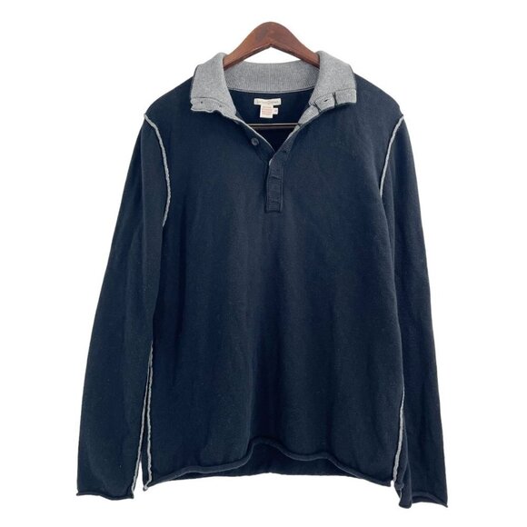 Carbon 2 Cobalt Other - Carbon 2 Cobalt Black Gloaming Cashmere Blend Henley Pullover Sweater Medium